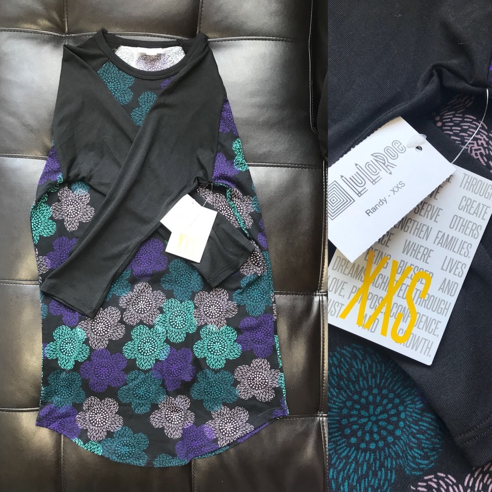 LulaRoe Randy XXS Gray, Purple, Teal floral